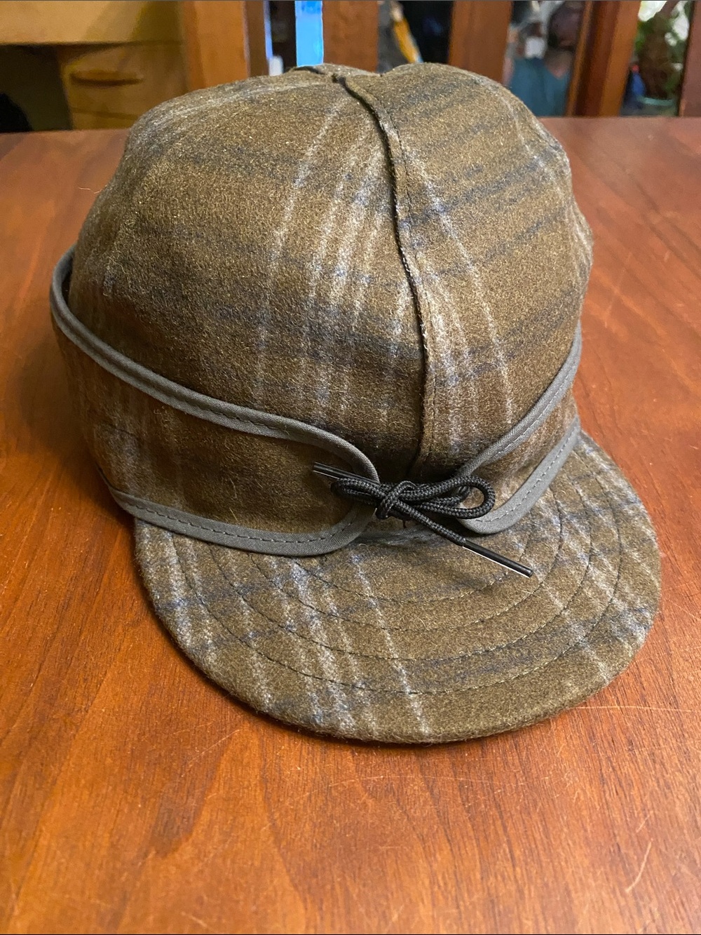 Stormy Green Plaid Wool Hat 7 7/8 NWOT